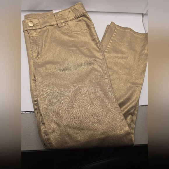 Chico's Platnum Label Gold Shimmer Jeans - Picture 1 of 12